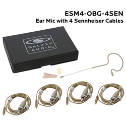 Galaxy Audio ESM4-OBG-4SEN, Single ear headset, beige, wired for most Sennheiser models, 4 cables included