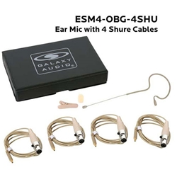 Galaxy Audio ESM4-OBG-4SHU, Single ear headset, beige, wired for most Shure models, 4 cables included