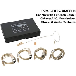 Galaxy Audio ESM8-OBG-4MIXED, Single ear headset, beige, wired for most SENN models, 4 cables included