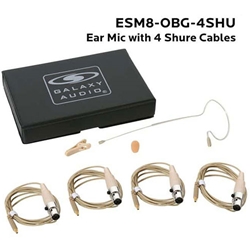 Galaxy Audio ESM8-OBG-4SHU, Single ear headset,beige, wired for most Shure models, 4 cables included