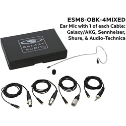 Galaxy Audio ESM8-OBK-4MIXED, Single ear headset, black, wired for most SENN models, 4 cables included