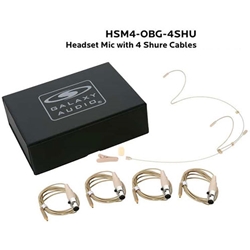 Galaxy Audio HSM4-OBG-4SHU, Dual ear headset, beige, wired for most Shure models, 4 cables included