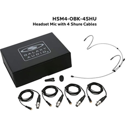 Galaxy Audio HSM4-OBK-4SHU, Dual ear headset, black, wired for most Shure models, 4 cables included