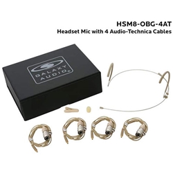 Galaxy Audio HSM8-OBG-4AT, Dual ear headset, beige, wired for most AT models, 4 cables included