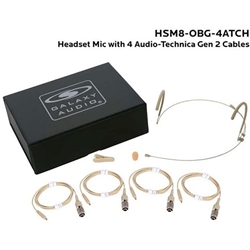 Galaxy Audio HSM8-OBG-4ATCH, Dual ear headset, beige, wired for 2nd Gen AT models, 4 cables included