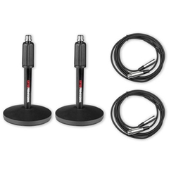 Gator Cases GFW-MIC-DESKTOP-2PK, Desktop Mic Stand 2-Pack with XLR Cables