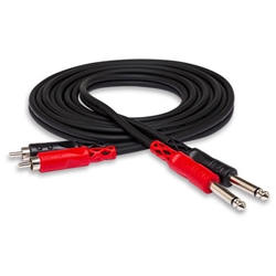 Hosa CPR-203, Stereo Interconnect, Dual 1/4 in TS to Dual RCA, 3 m