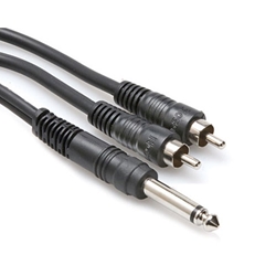 Hosa CYR-102, Y Cable, 1/4 in TS to Dual RCA, 2 m