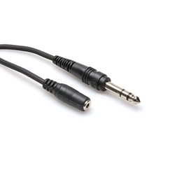 Hosa MHE-325, Headphone Adaptor Cable, 3.5 mm TRS to 1/4 in TRS, 25 ft