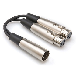 Hosa YXF-101.5, Y Cable, Dual XLR3F to XLR3M, 18 in