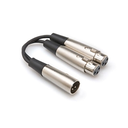 Hosa YXF-119, Y Cable, Dual XLR3F to XLR3M, 6 in