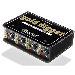 Radial Gold Digger, Passive 4x1 selector, use to compare 4 mics in the studio, XLR i/o