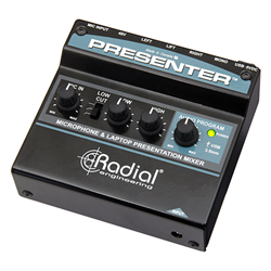 Radial Presenter, Presentation mixer with Mic preamp, 3.5mm stereo input and USB