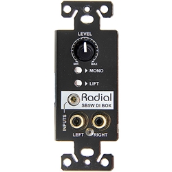 Radial SB-5W WallDI, Wall-mount stereo DI, passive, fits in single gang receptacle