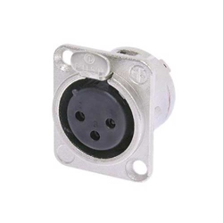 Neutrik NC3FD-L-1, 3 pole female receptacle, solder cups, Nickel housing, silver contacts