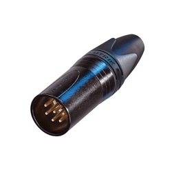 Neutrik NC6MXX-B, Connector - XLR - Neutrik, male inline, 6 pin, blk/gold