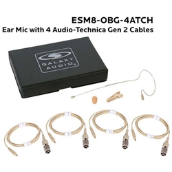 Galaxy Audio ESM8-OBG-4ATCH Earset Mic 4 AT Cables: Single ear headset, beige, wired for new AT models, 4 cables included